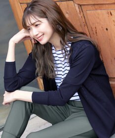 Tiaclasse 【洗える】バックリブプリーツ編みロングカーディガン