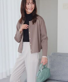 Tiaclasse L 【洗える】スポンジニットパールボタンカーディガン