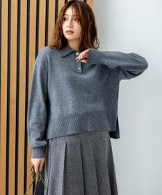 組曲 カシミヤブレンドバルキーポロ ニット