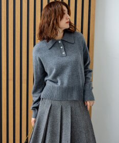 組曲 カシミヤブレンドバルキーポロ ニット