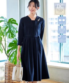 Tiaclasse 【ダブルクロス・洗える】 ナローVネックワンピース