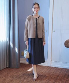 Tiaclasse L 【洗える】スポンジニットパールボタンカーディガン