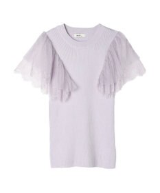 earth music&ecology 袖レースリブニットプルオーバー