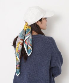 MOONBAT PAUL&JOE ACCESSOIRES(ポール & ジョー) シルクスカーフ 空 オーステルリッツ記念柱 ネコと毛糸 気球 65cm×65cm 手洗いOK