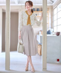 Tiaclasse 【選べる丈】麻調タックフレアスカート