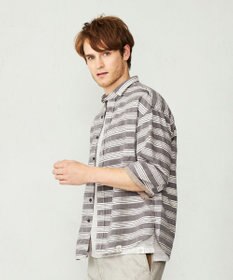 JOSEPH ABBOUD MOUNTAIN 【SPACE／UNISEX】七分袖 ランダムボーダー シャツ