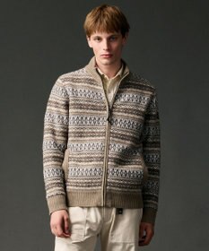 JOSEPH ABBOUD MOUNTAIN 【軽量/ソフト】ラム×モールジャカード ニットブルゾン