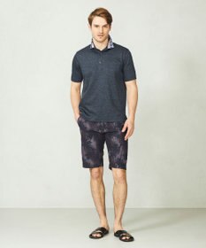 JOSEPH ABBOUD 【吸水速乾】リネンハニカム ポロシャツ(リーフ柄）