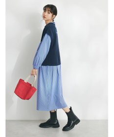 CRAFT STANDARD BOUTIQUE 【洗える】ニットベスト+シャツワンピース-SET
