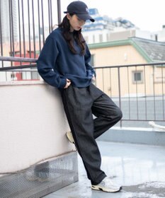 WEGO 【ユニセックス着用ITEM/ウエストゴム/SMLサイズ展開】デニムイージーストレートパンツ