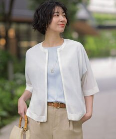 J.PRESS LADIES SHEER LIGHT KNIT ブルゾン オフホワイト系
