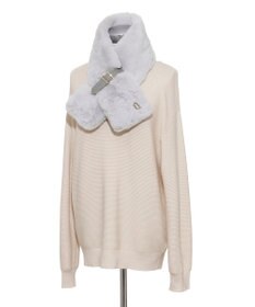 MOONBAT FURLA（フルラ）ベルト差し込みファーティペット アーチロゴ フェイクファー