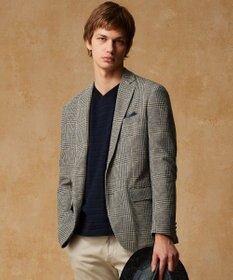 JOSEPH ABBOUD 【イタリア素材/軽量/ストレッチ】サマーツィードジャージー千鳥プリント ジャケット