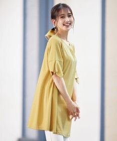 Tiaclasse 【洗える】フレアカフスポンチチュニックブラウス