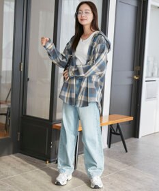 WEGO フードチェックBIGシャツ