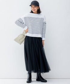 23区 【洗える】Armor-lux スムース ボーダー クロップド カットソー