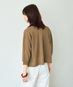 YECCA VECCA ノーカラー7分袖ポケットカーディガン