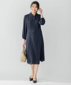 23区 【洗える】トライアングルプリント ボウタイ ワンピース