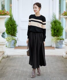 Tiaclasse 【洗える】マルチボーダーニットコンビワンピース