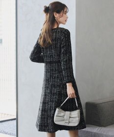 Tiaclasse 【安田美沙子さん着用・洗える】配色ツイードワンピース