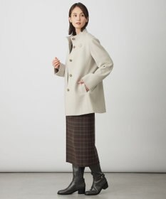 J.PRESS LADIES ショートビーバー ミディ丈 スタンドカラー コート