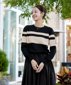 Tiaclasse 【洗える】マルチボーダーニットコンビワンピース