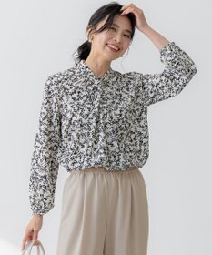 リーフプリントブラウス レディース ブラウス フリルスリーブ リーフプリント｜JETSET