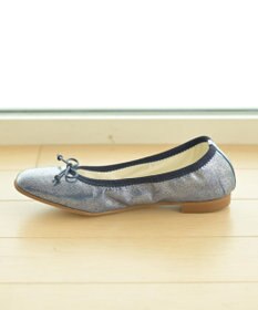 nouvelleRobe Oū 【本革・高反発】Square スクエアトゥ ネイビーメタリックバレエシューズ