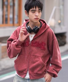 WEGO 【ユニセックス着用ITEM/MLサイズ展開】ショートグラフィックZIPパーカー