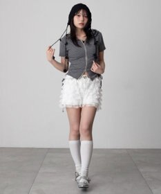 WEGO 半袖ドロストWジップパーカー