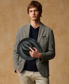 JOSEPH ABBOUD 【イタリア素材/軽量/ストレッチ】サマーツィードジャージー千鳥プリント ジャケット