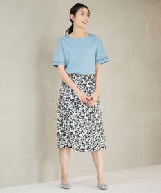 J.PRESS LADIES L 【接触冷感】コットンスムース 刺繍スリーブ カットソー