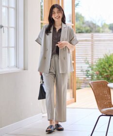 ANY L 【洗濯機可/セットアップ可/UVケア/速乾/イージーケア】サラサラテックリネンパンツ