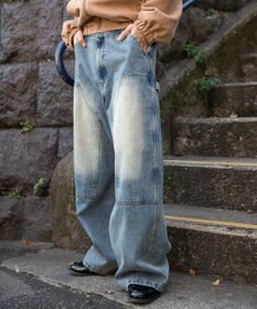 WEGO ワーカーズダブルニーデニムパンツ