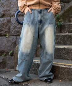 WEGO ワーカーズダブルニーデニムパンツ