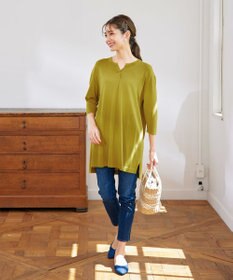 Tiaclasse 【洗える】キーネックニットチュニック