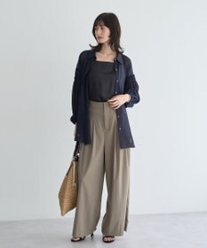 YECCA VECCA 綿麻シアーボリュームギャザーシャツ