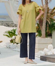 Tiaclasse 【おのののかさん着用】TCデニム切替ワイドストレートパンツ