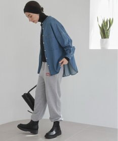 WEGO 【ANGIE VINTAGE】オーバーサイズ バンドカラー デニムシャツ