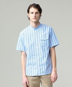 J.PRESS MEN 風が通るシアサッカーの清涼感【吸水速乾 / 高通気性】【クールマックス】サッカ－マルチストライプ シャツ / バンドカラー