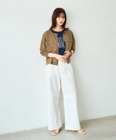 YECCA VECCA ノーカラー7分袖ポケットカーディガン