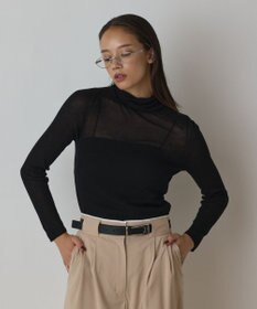 GRACE CONTINENTAL シアーリブニットトップ