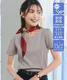 Tiaclasse 【UVカット・吸水速乾】 “きれい見え” パネルラインカットソートップス