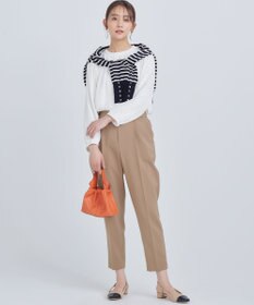 組曲 【美シルエット・ストレッチ・シワになりにくい】オシャクロス テーパードパンツ