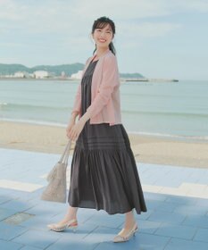 Tiaclasse 麻調ピンタックロングワンピース