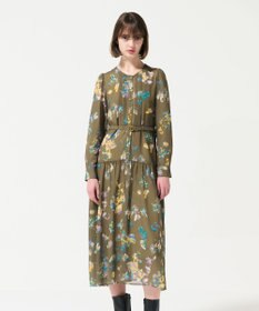 GRACE CONTINENTAL フラワープリントボウタイ付ワンピース