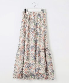 自由区 【セットアップ対応・洗える】ボタニカルフラワープリントティアード スカート