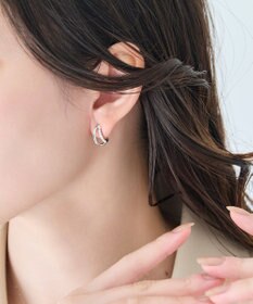 Phoebe 〈アレルギー対応〉ブリリアントダブルフープセラミックピアス　シルバー
