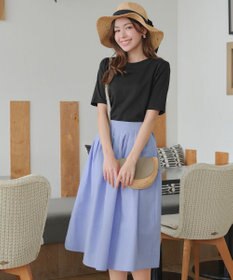 Tiaclasse 【選べる丈】麻調タックフレアスカート