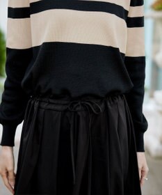 Tiaclasse 【洗える】マルチボーダーニットコンビワンピース